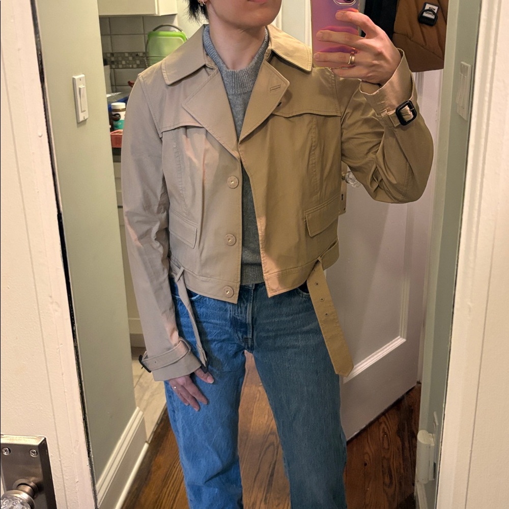 Tory Burch Tan Short Trench Coat Cotton Jacket
